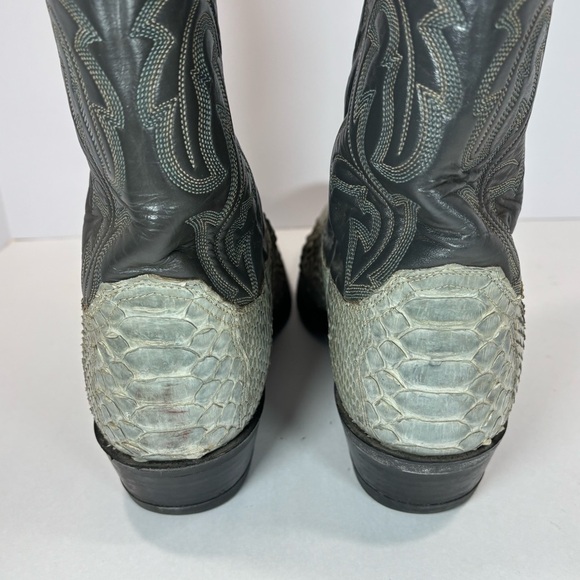 Men’s Justin Boots 8670 Natural Snake Skin Grey Leather Cowboy Boots Size 9 E - Picture 7 of 10